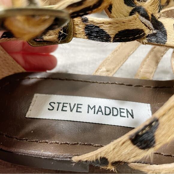 Steve Madden Plato Caged Gladiator Strappy Sandals Leopard Size 6M - Picture 5 of 8